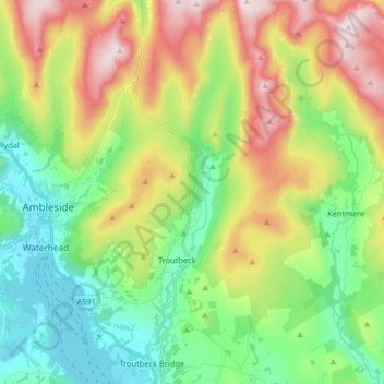 Trout Beck topographic map, elevation, terrain