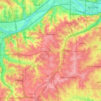 Shawnee topographic map, elevation, terrain