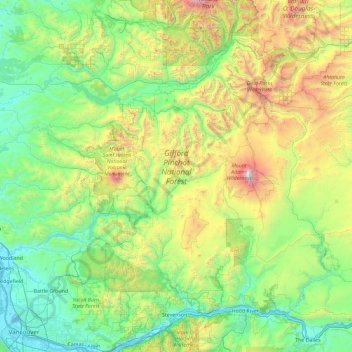 Gifford Pinchot National Forest topographic map, elevation, terrain