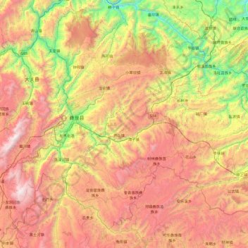 彝良县 topographic map, elevation, terrain