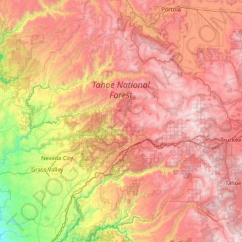 Tahoe National Forest topographic map, elevation, terrain