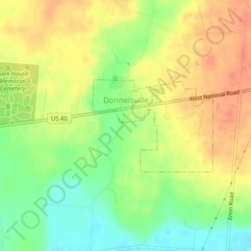 Donnelsville topographic map, elevation, terrain