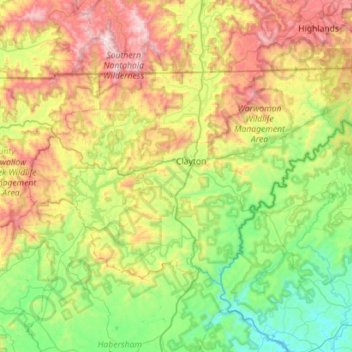Rabun County topographic map, elevation, terrain