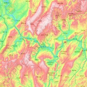 Wulong District topographic map, elevation, terrain