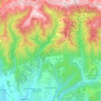 Horná Lehota topographic map, elevation, terrain