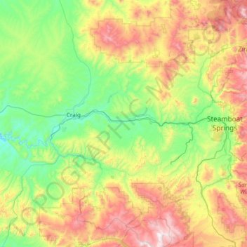 Yampa River State Park topographic map, elevation, terrain