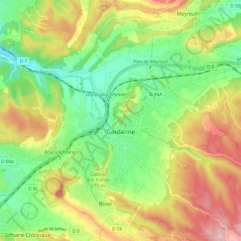 Gardanne topographic map, elevation, terrain