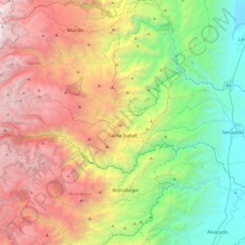 Santa Isabel topographic map, elevation, terrain