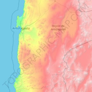 Provincia de Antofagasta topographic map, elevation, terrain