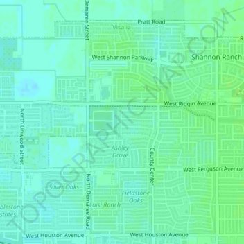 Sterling Oaks topographic map, elevation, terrain