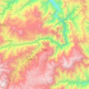 Chaglla topographic map, elevation, terrain
