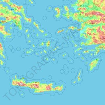 South Aegean topographic map, elevation, terrain