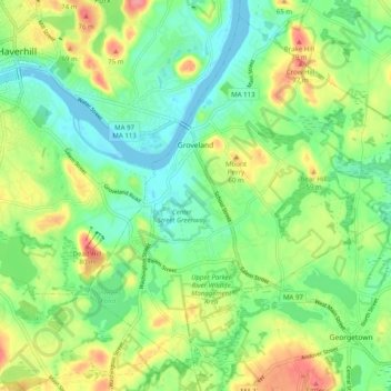 Groveland topographic map, elevation, terrain