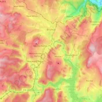 Bruntál topographic map, elevation, terrain