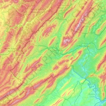 Alleghany County topographic map, elevation, terrain