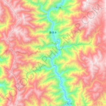 康普乡 topographic map, elevation, terrain