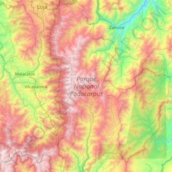 Parque Nacional Podocarpus topographic map, elevation, terrain