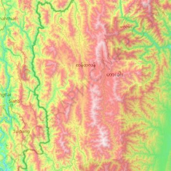 Thantlang Township topographic map, elevation, terrain