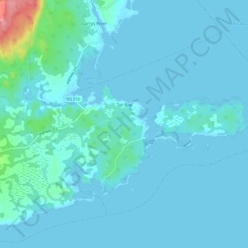 Tor Bay topographic map, elevation, terrain