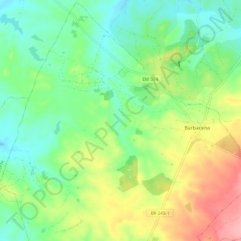 Barbacena topographic map, elevation, terrain