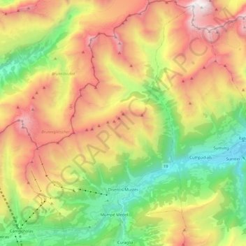 Disentis/Mustér topographic map, elevation, terrain