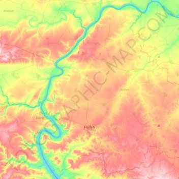 Halfeti topographic map, elevation, terrain
