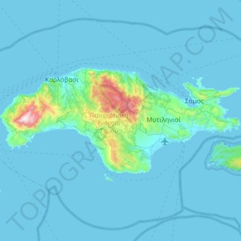 Samos topographic map, elevation, terrain