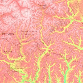 Оскол topographic map, elevation, terrain