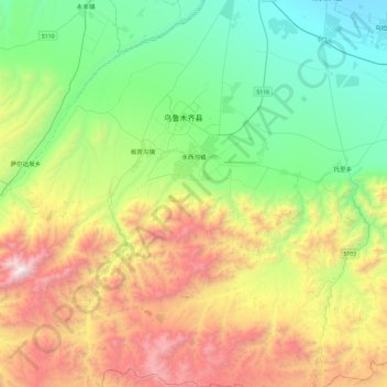 水西沟镇 topographic map, elevation, terrain