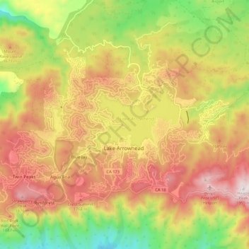 Lake Arrowhead topographic map, elevation, terrain