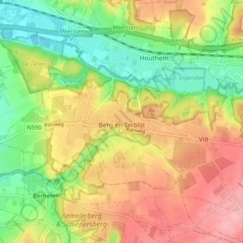 Berg en Terblijt topographic map, elevation, terrain