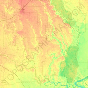 Arkansas County topographic map, elevation, terrain