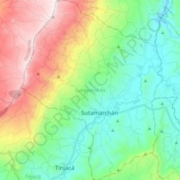 Sutamarchán topographic map, elevation, terrain