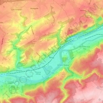 Amay topographic map, elevation, terrain