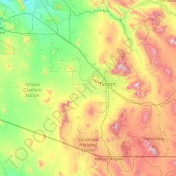 Coronado National Forest topographic map, elevation, terrain