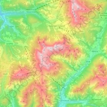 Latemar topographic map, elevation, terrain