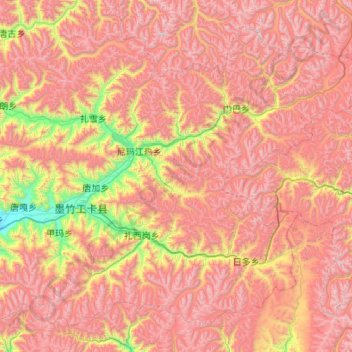 墨竹工卡县 topographic map, elevation, terrain