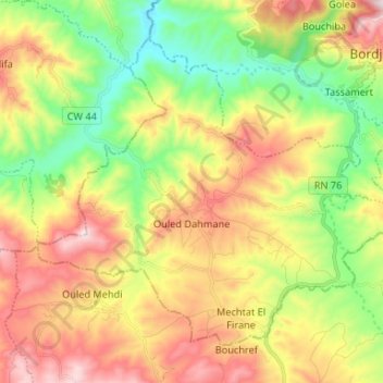 Ouled Dahmane topographic map, elevation, terrain