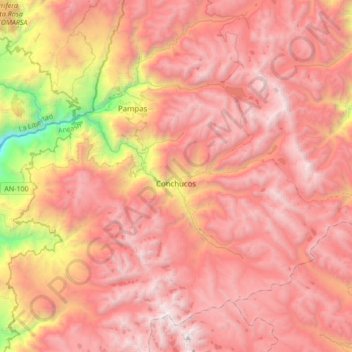 Conchucos topographic map, elevation, terrain