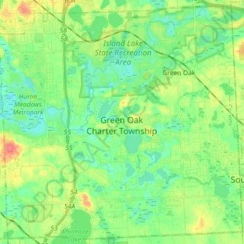Green Oak Township topographic map, elevation, terrain