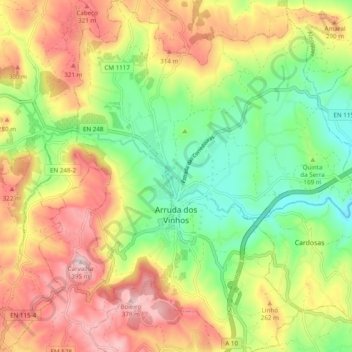 Arruda dos Vinhos topographic map, elevation, terrain