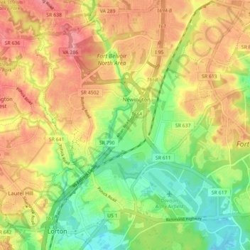 Newington topographic map, elevation, terrain