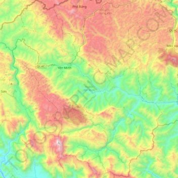 Yên Minh District topographic map, elevation, terrain
