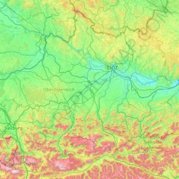Oberösterreich topographic map, elevation, terrain