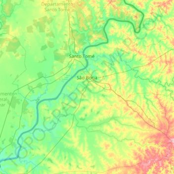 São Borja topographic map, elevation, terrain
