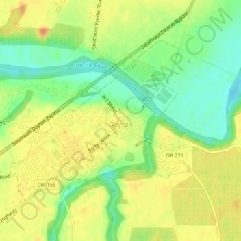 Dayton topographic map, elevation, terrain