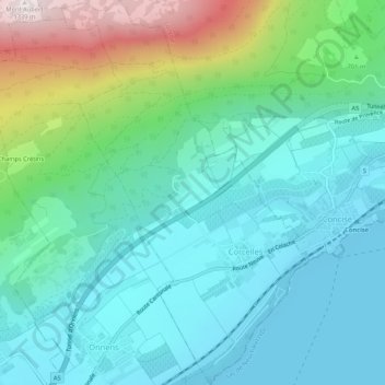Corcelles-près-Concise topographic map, elevation, terrain