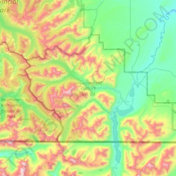Waterton Lakes National Park topographic map, elevation, terrain