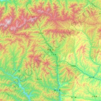 柞水县 topographic map, elevation, terrain