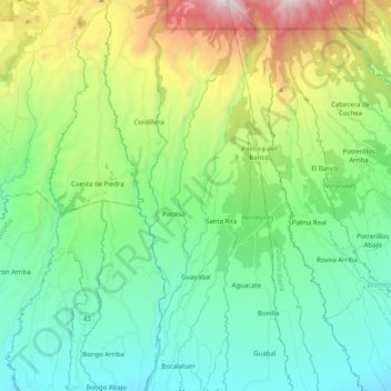 Guayabal topographic map, elevation, terrain